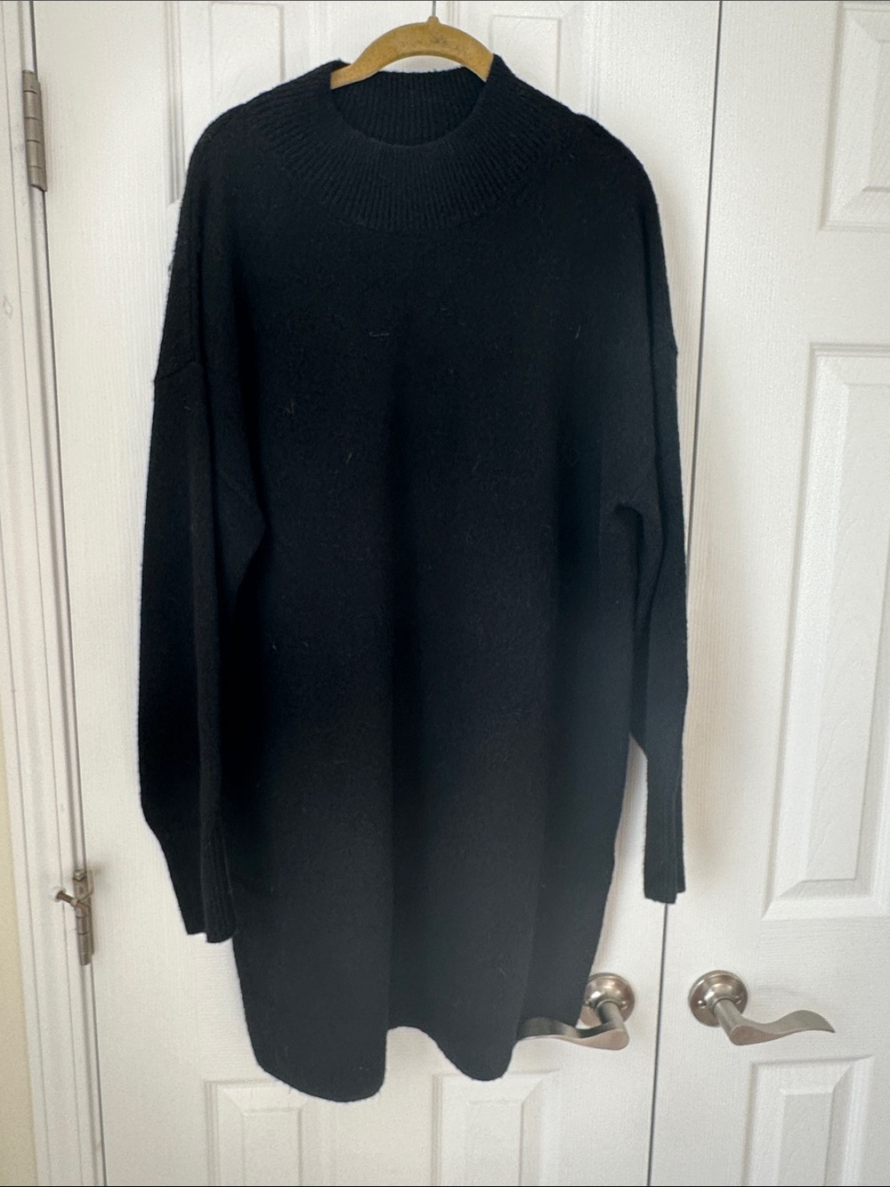 & Other Stories Black Fuzzy Knit sweater Dress
